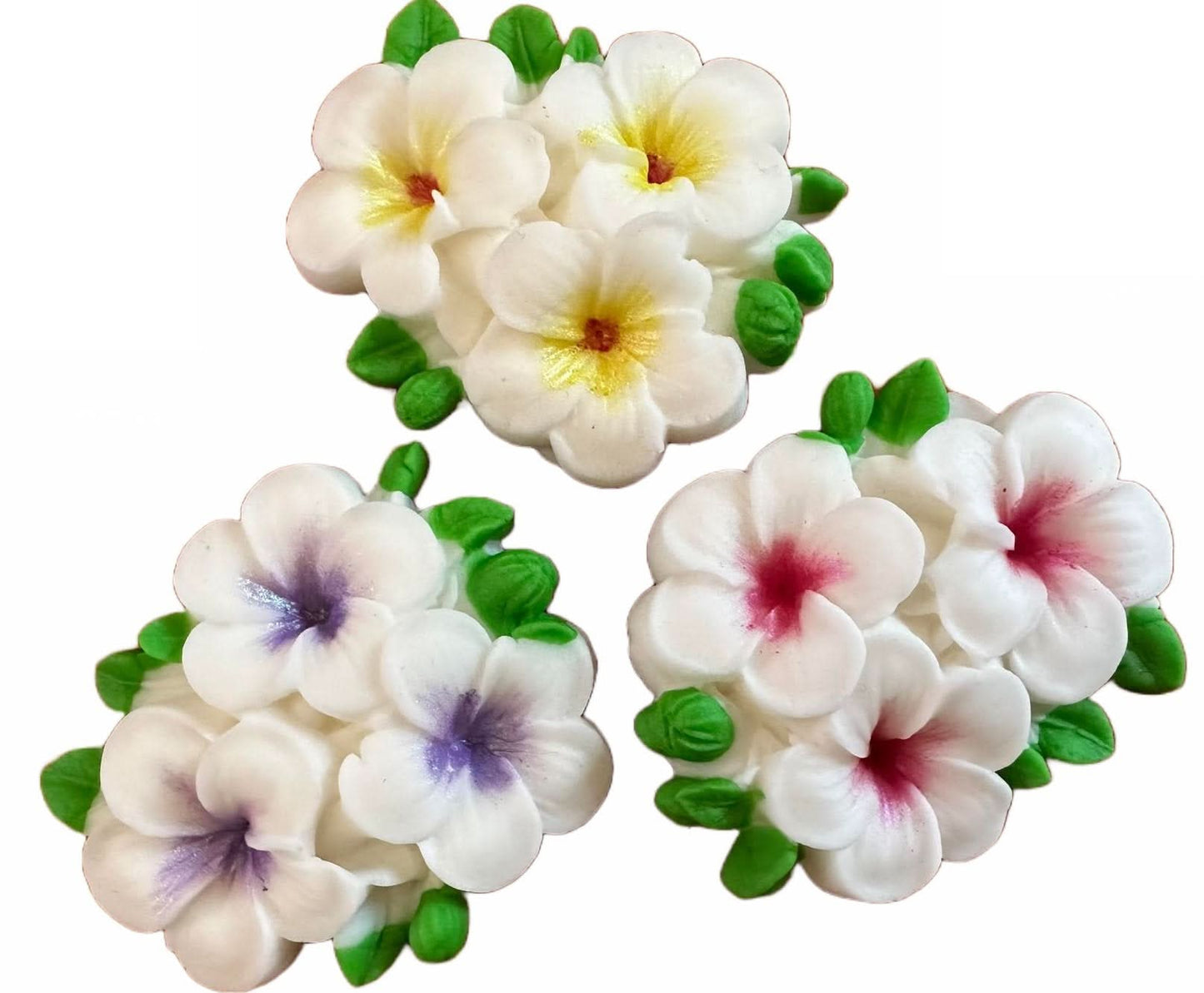 Sæt med 3 spiselige sukkerdekorationer, Plumeria Flowers Sugar Paste Decorations Nati Shop
