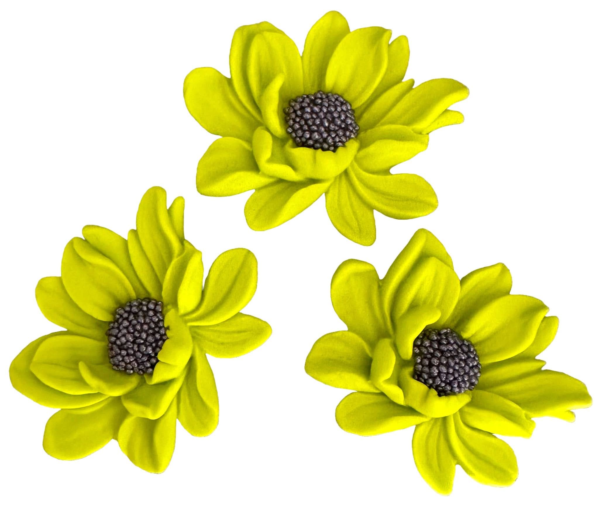 Sæt med 3 spiselige sukkerpynt, Grønne blomsterdekorationer fra Sugar Paste Nati Shop