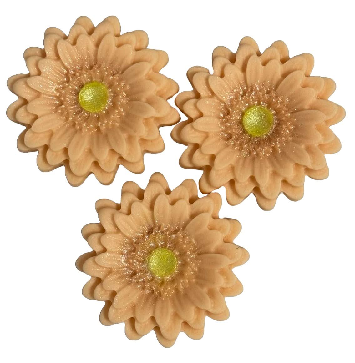 Sæt med 3 spiselige sukkerpynt, Gerbera laksepynt fra Sugar Paste Nati Shop