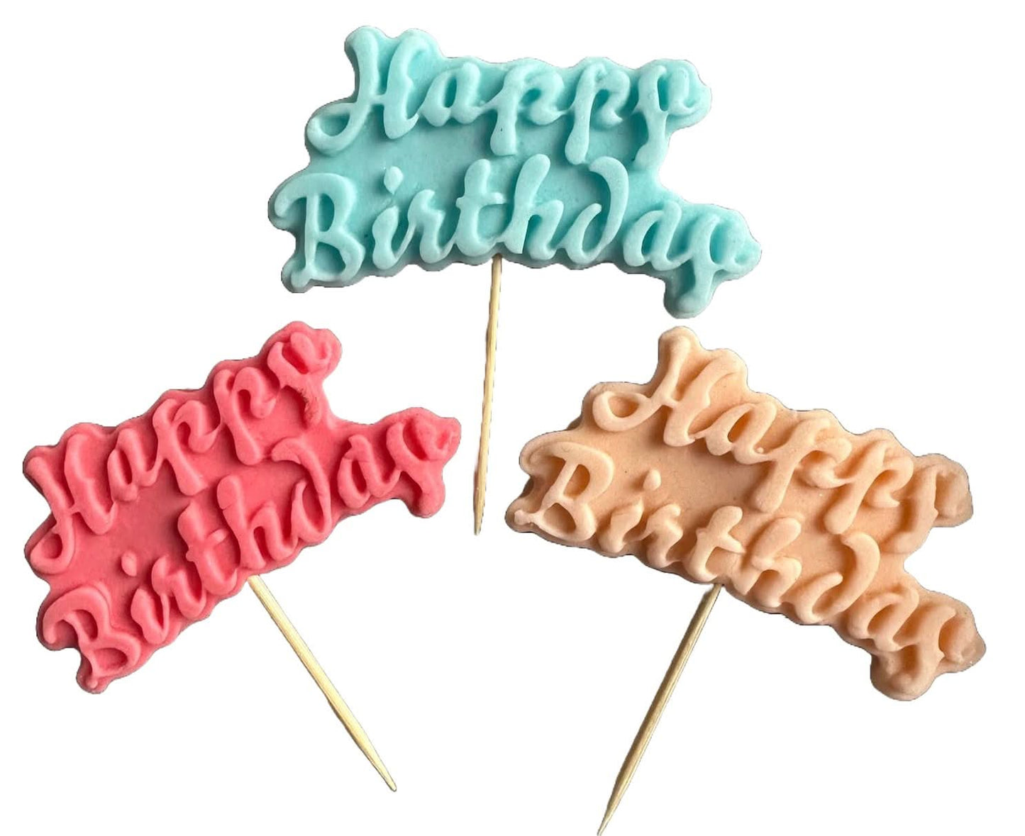 Sæt med 3 spiselige sukkerdekorationer, Tillykke med fødselsdagen Sugar Paste Decorations Nati Shop
