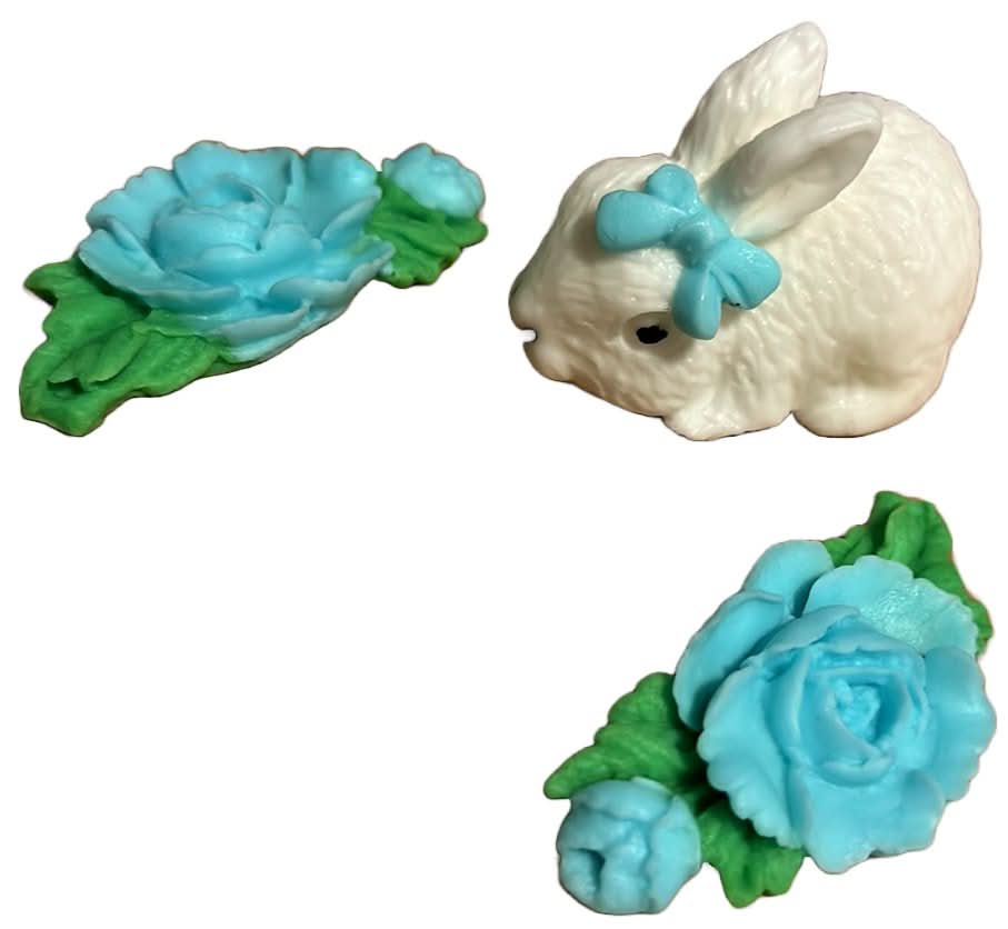 Sæt med 3 spiselige sukkerpynt, Bunny Sugar Paste Decorations Nati Shop