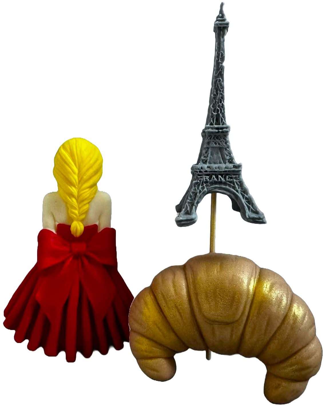 Sæt med 3 spiselige sukkerdekorationer, Lady in Paris Sugar Paste Decorations Nati Shop
