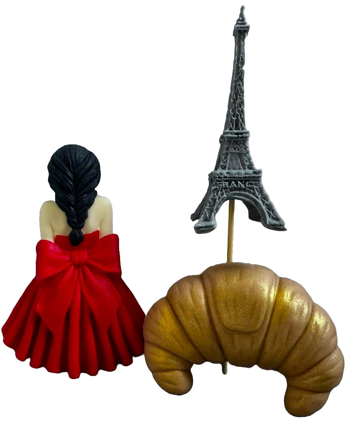 Sæt med 3 spiselige sukkerdekorationer, Lady in Paris Sugar Paste Decorations Nati Shop