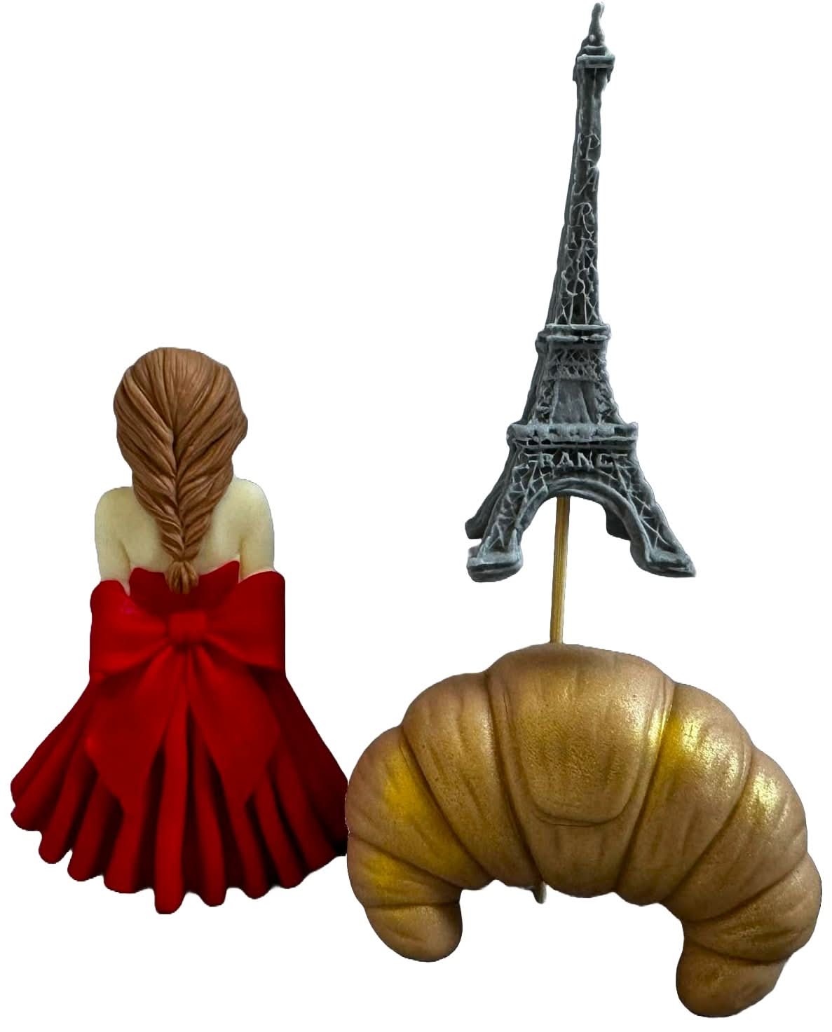 Sæt med 3 spiselige sukkerdekorationer, Lady in Paris Sugar Paste Decorations Nati Shop