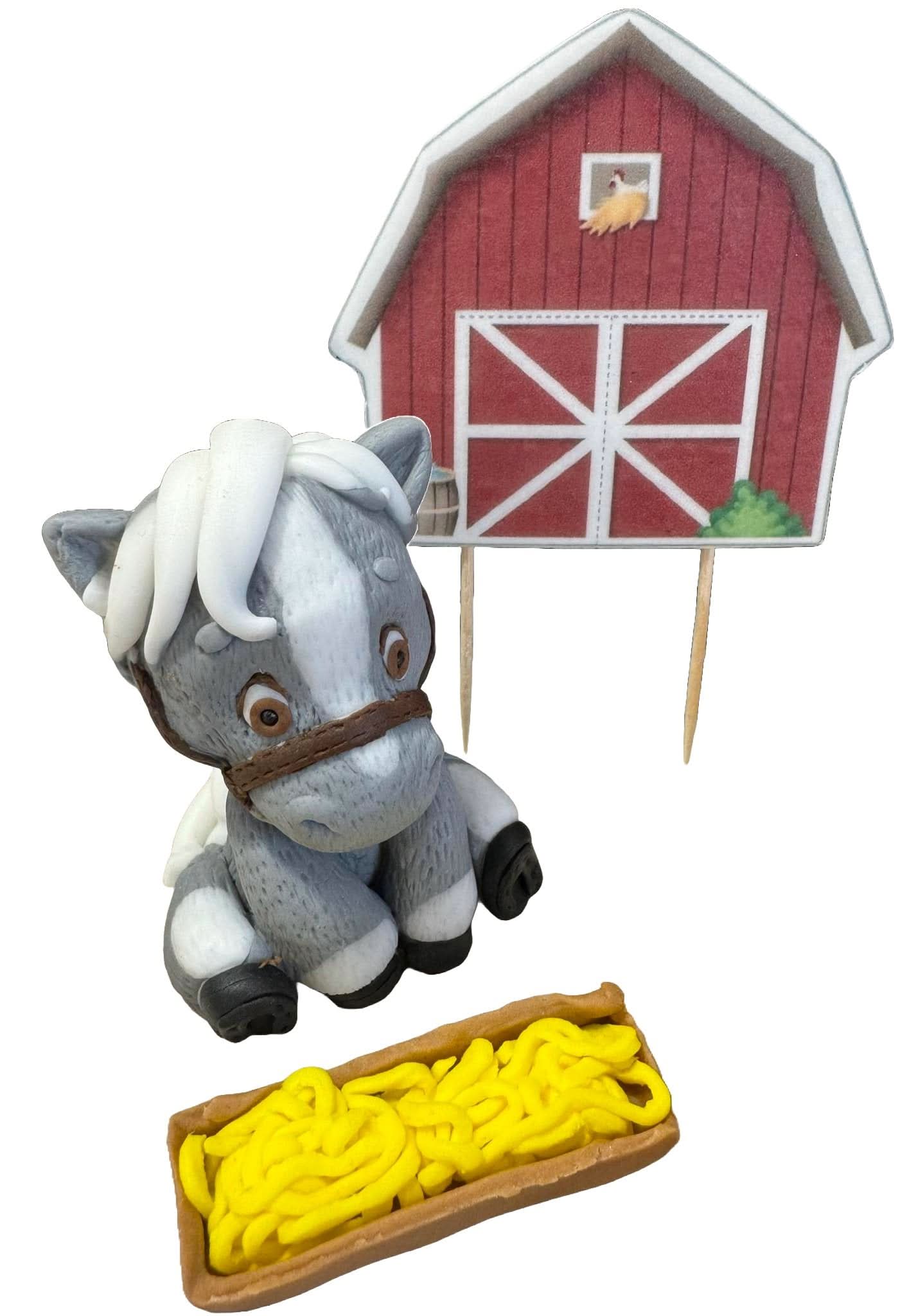 Sæt med 3 spiselige sukkerdekorationer, Æsel på Farm Sugar Paste Decorations Nati Shop