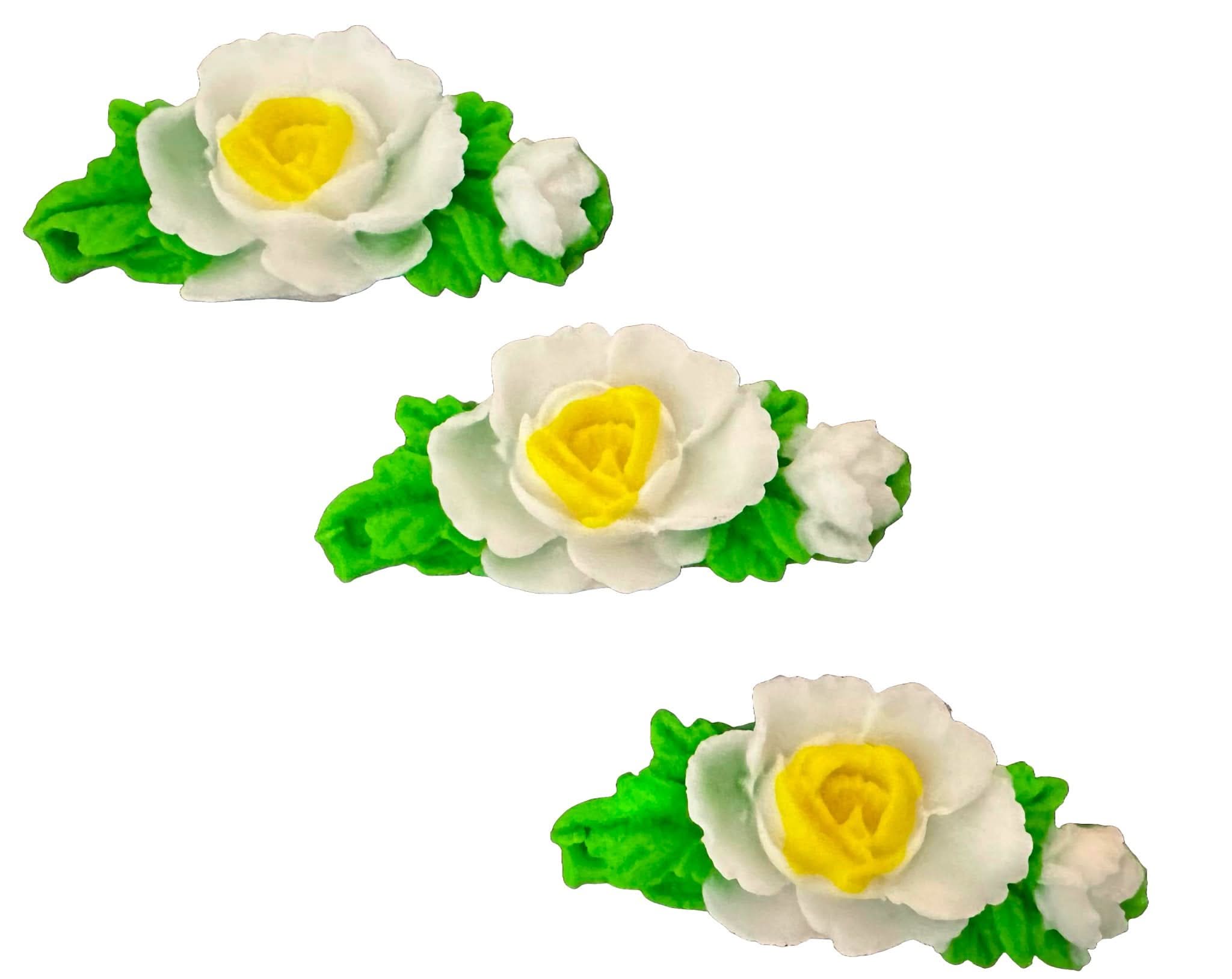 Sæt med 3 spiselige sukkerpynt, roser Dekorationer fra Sugar Paste Nati Shop