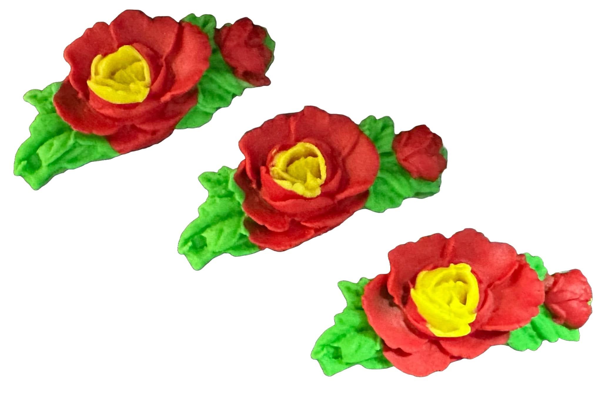 Sæt med 3 spiselige sukkerpynt, roser Dekorationer fra Sugar Paste Nati Shop