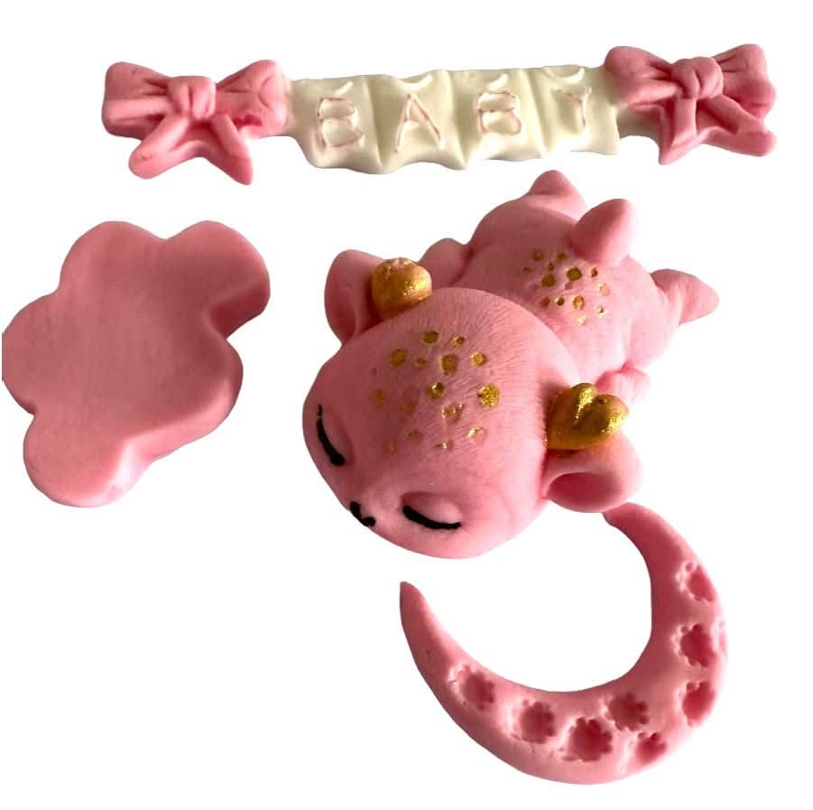 Sæt med 4 spiselige sukkerpynt, Baptism Sugar Paste Decorations Nati Shop