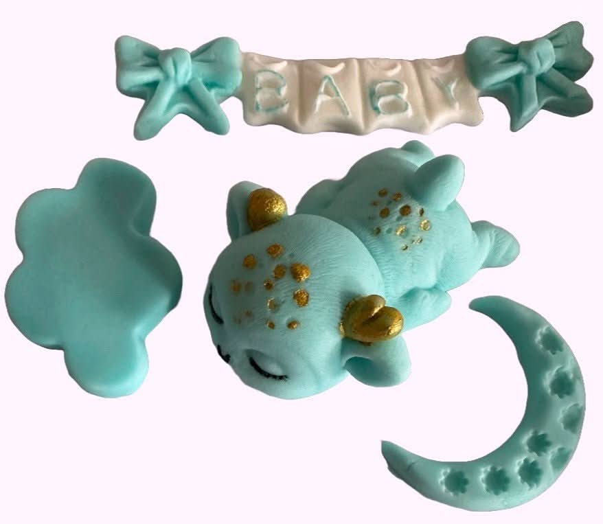 Sæt med 4 spiselige sukkerpynt, Baptism Sugar Paste Decorations Nati Shop
