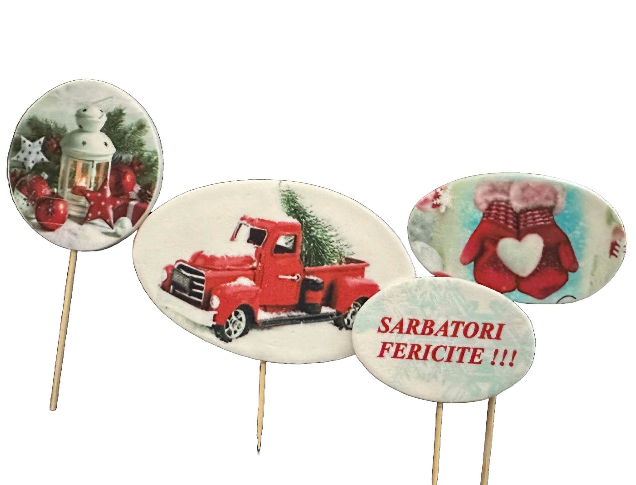 Sæt med 4 spiselige sukkerpynt, glædelig jul! Nati butik