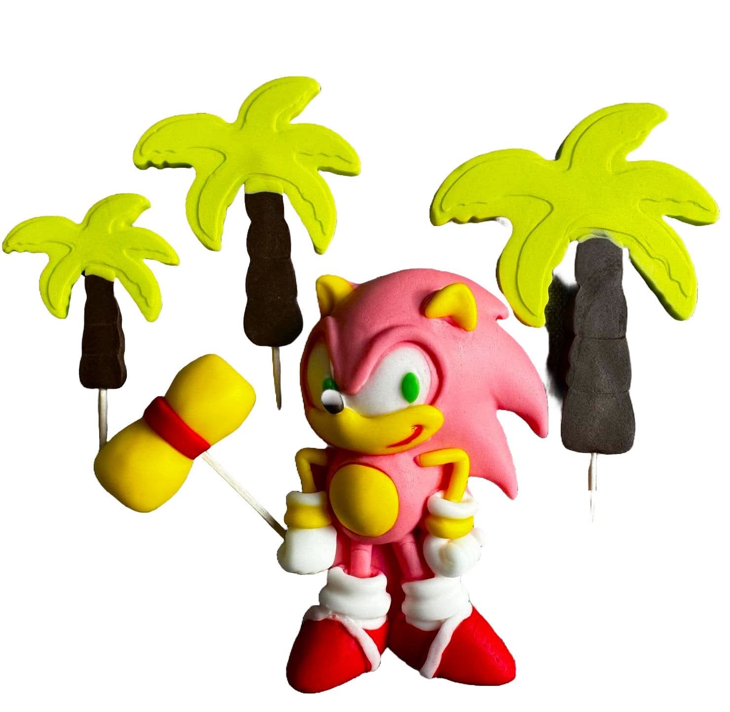 Sæt med 5 spiselige sukkerdekorationer, Amy Rose - Sonic Sugar Paste Decorations Nati Shop