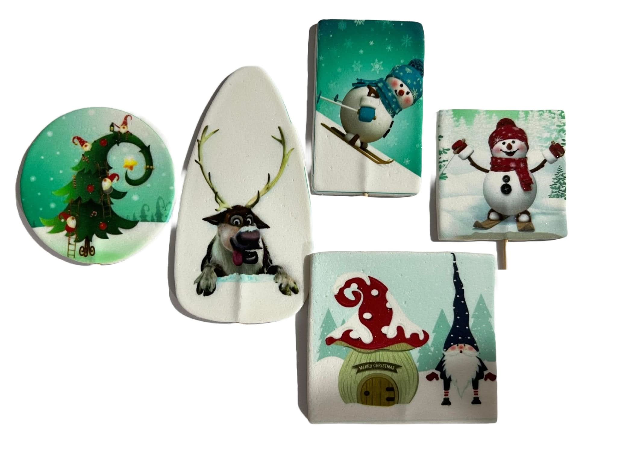 Sæt med 5 spiselige sukkerpynt, Christmas Nati Shop