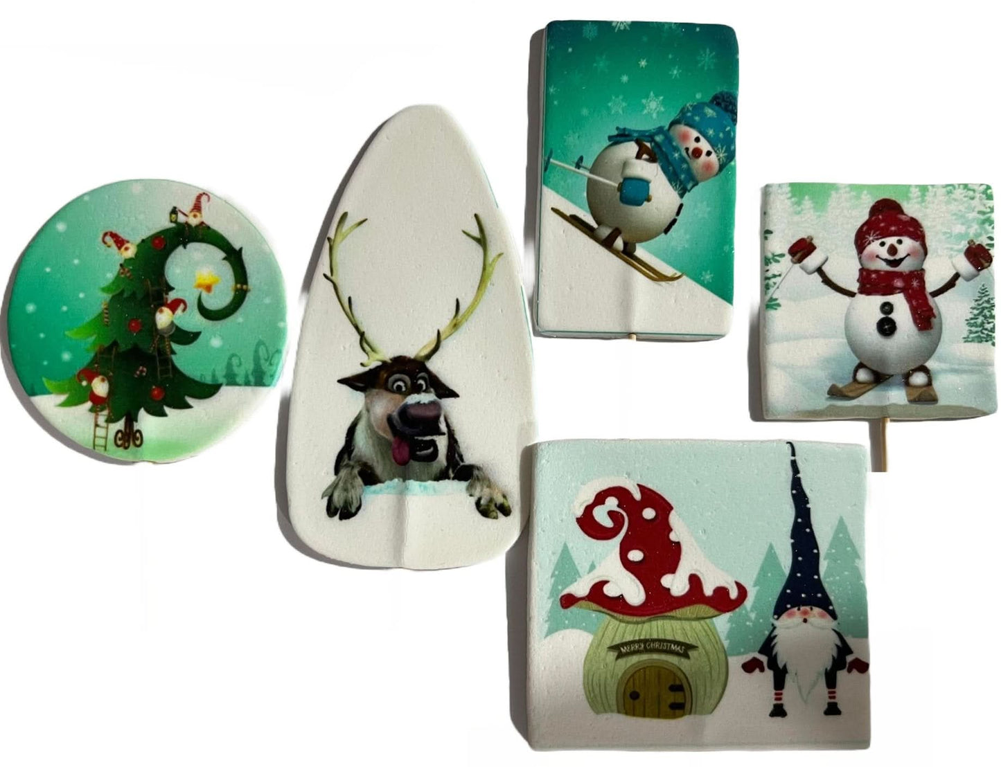 Sæt med 5 spiselige sukkerpynt, Christmas Nati Shop