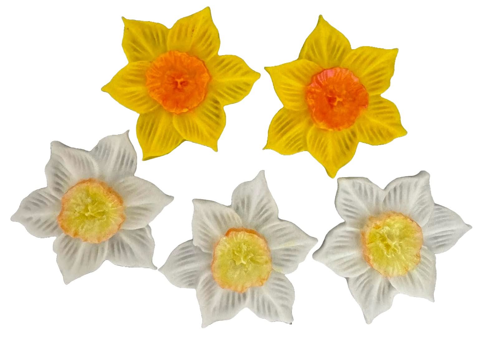 Sæt med 5 spiselige sukkerpynt, påskeliljer Sukkerpasta Decorations Nati Shop