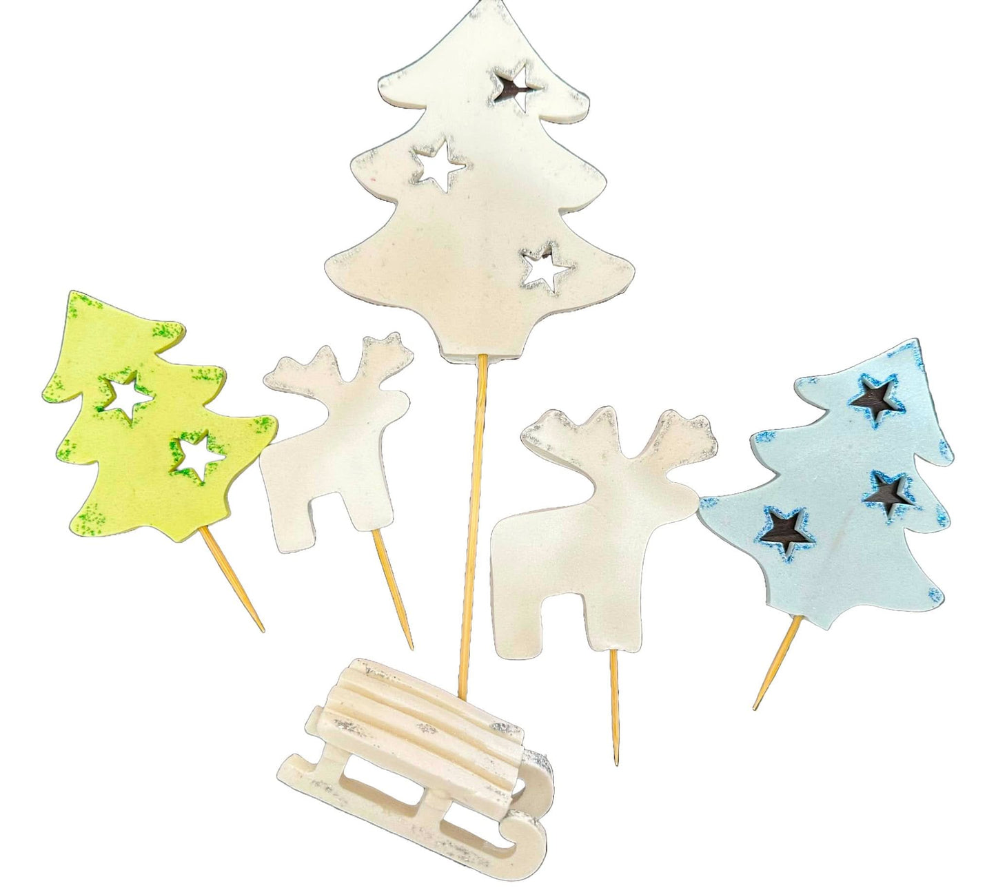 Sæt med 6 spiselige sukkerdekorationer, Winter Sugar Paste Decorations Nati Shop