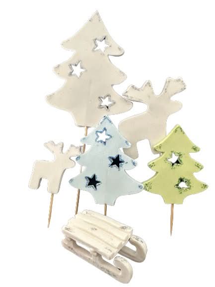 Sæt med 6 spiselige sukkerdekorationer, Winter Sugar Paste Decorations Nati Shop