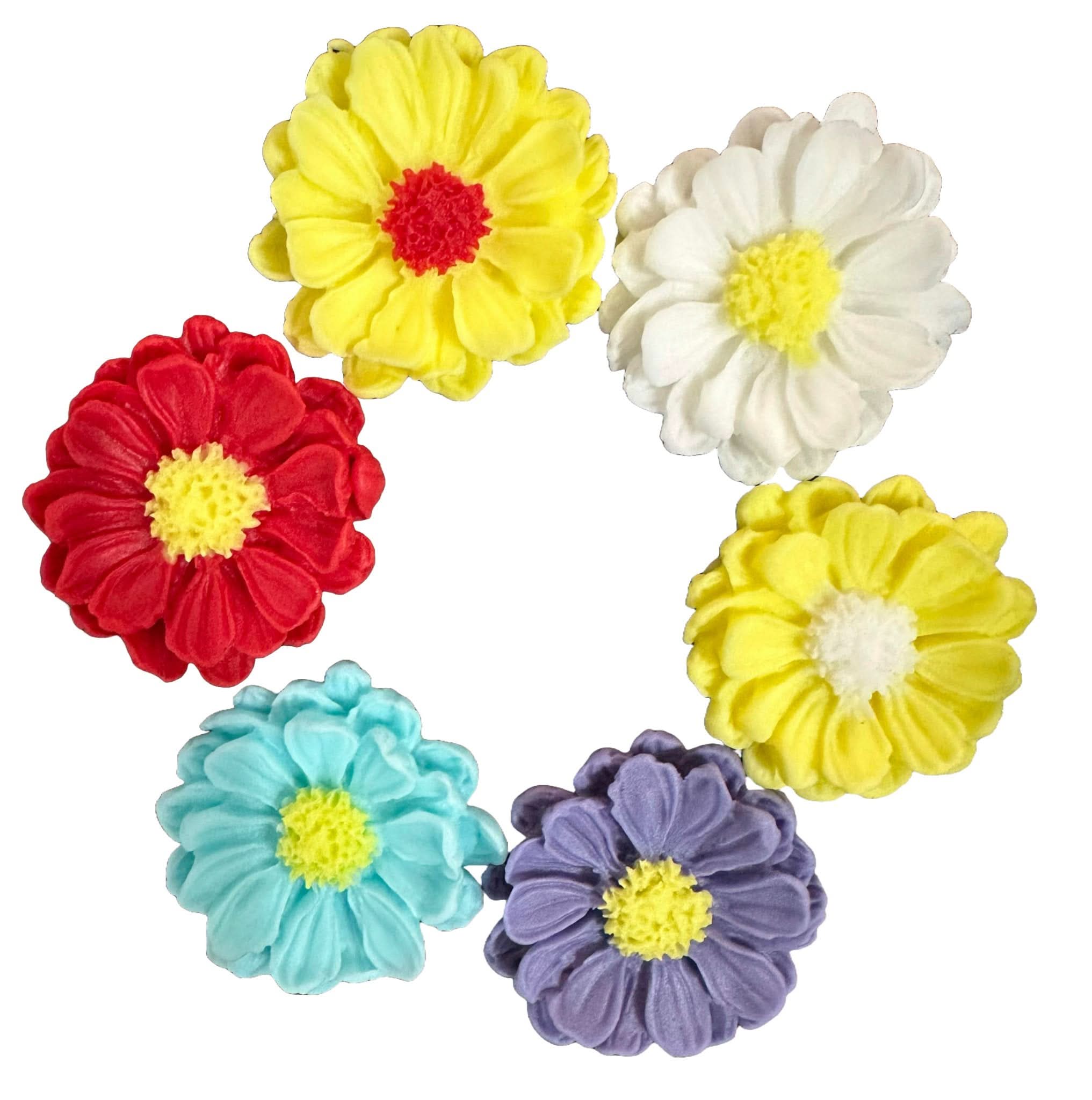 Sæt med 6 spiselige sukkerpynt, Daisy Decorations fra Sugar Paste Nati Shop