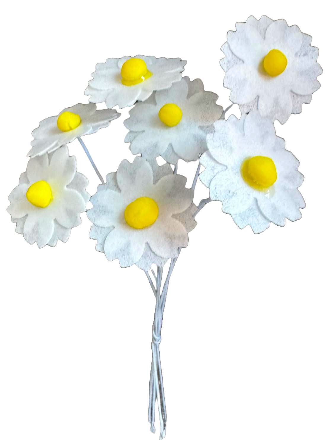 Sæt med 7 spiselige dekorationer fra oblater, hvide blomster Dekorationer fra Sugar Paste Nati Shop