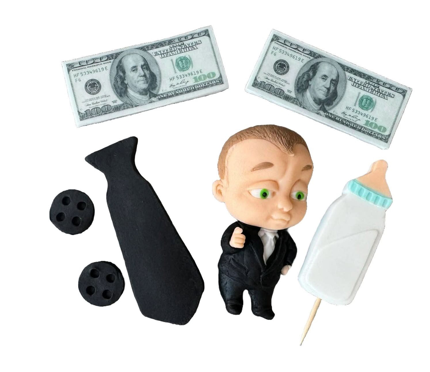 Sæt med 7 spiselige sukkerpynt, Baby Boss Sugar Paste Decorations Nati Shop