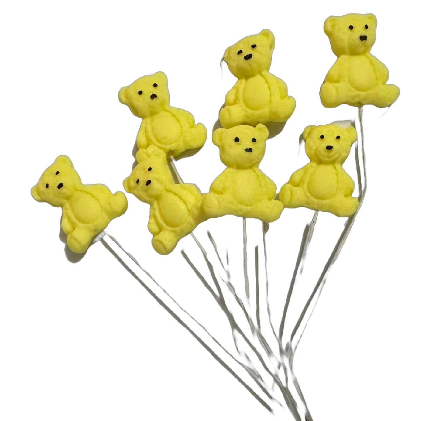 Sæt med 7 spiselige sukkerpynt, Gul Teddy Bear Sugar Paste Decorations Nati Shop