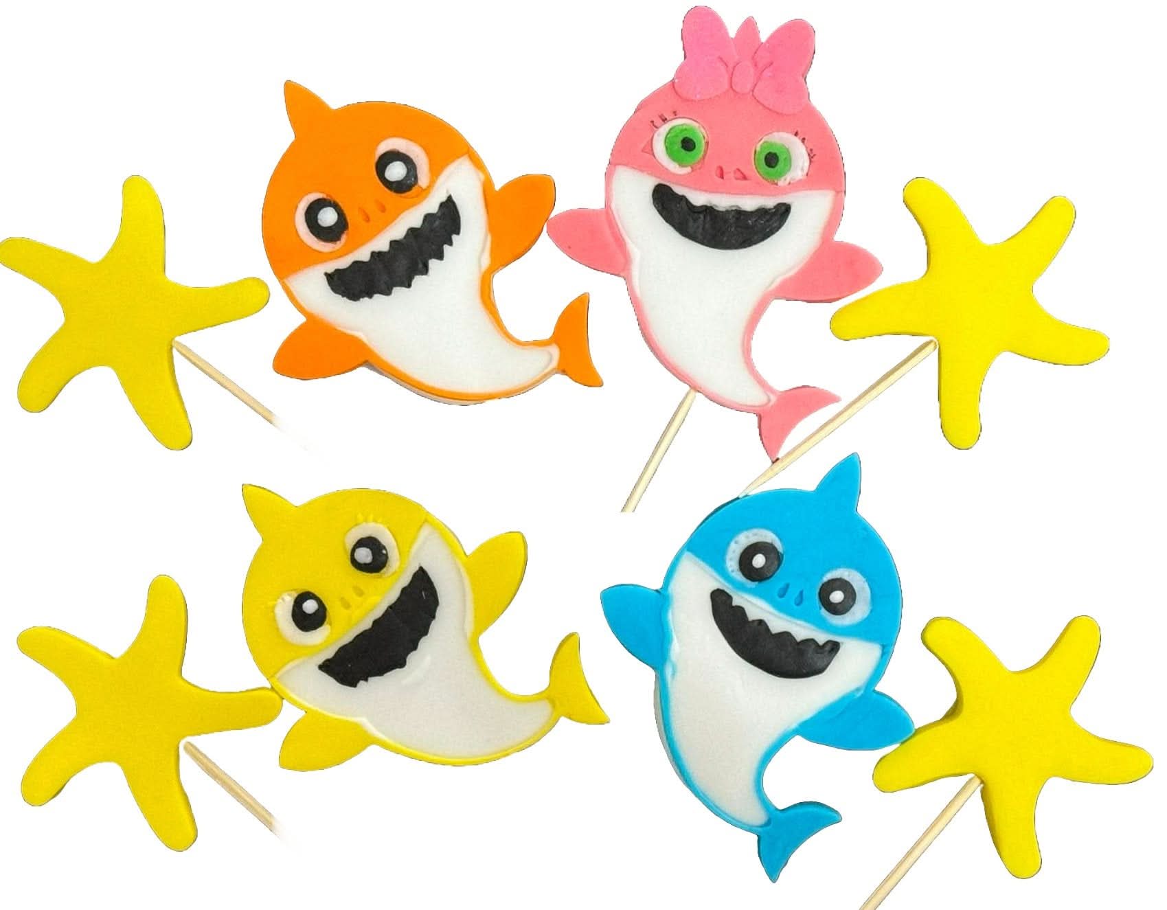 Sæt med 8 spiselige sukkerdekorationer, Baby Shark Sugar Paste Decorations Nati Shop
