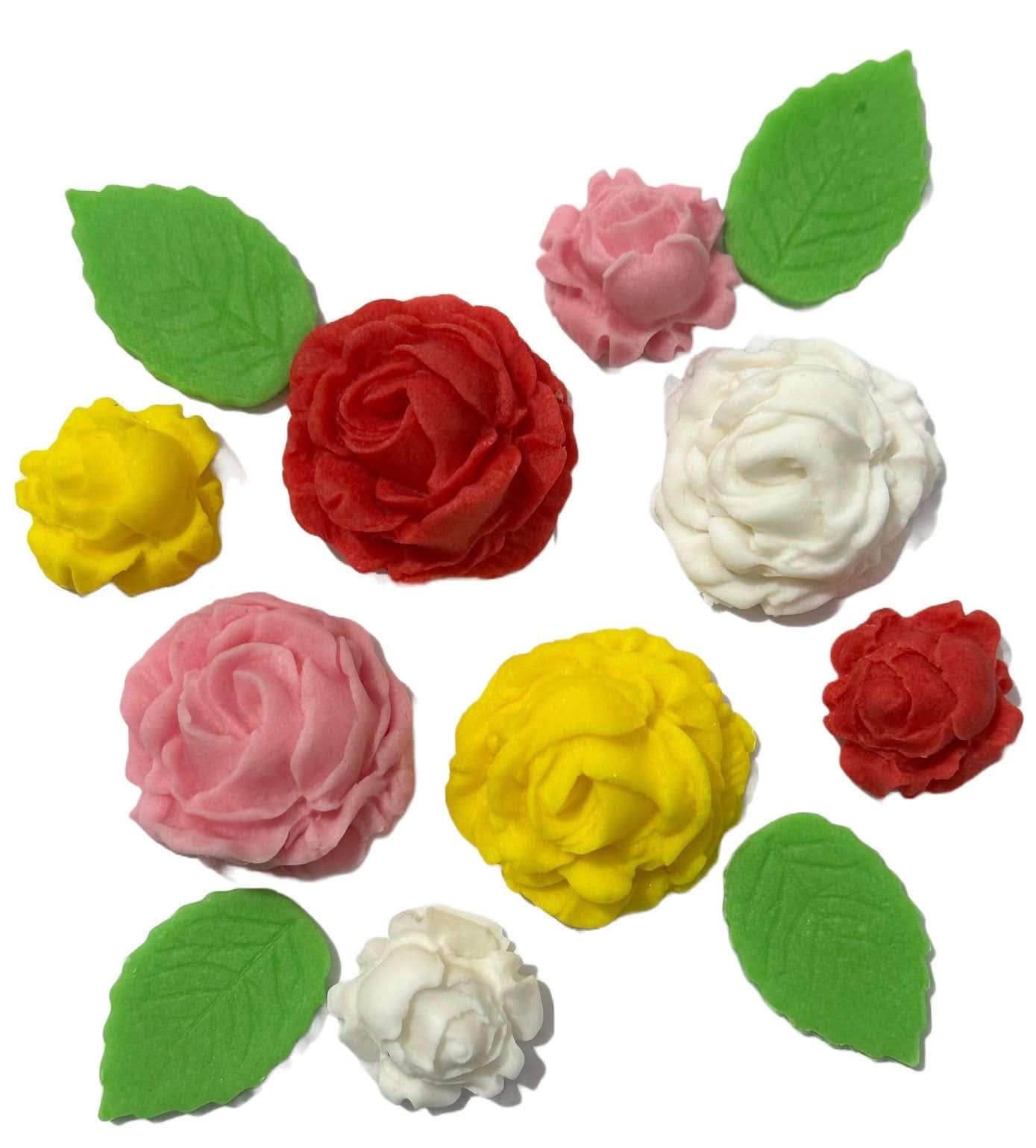 Sæt med spiselige sukkerpynt, roser Dekorationer fra Sugar Paste Nati Shop