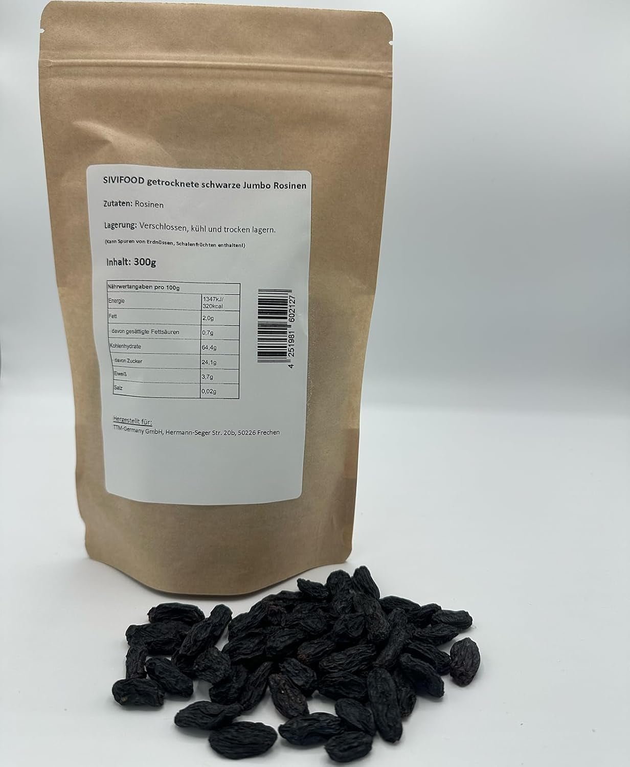 SIVIFOOD jumbo sorte sultanas 300g - store og lækre sorte sultanas topkvalitet naturligt tørrede søde frugtige druer usvovlede usødet usødet usødet oliefri Kishmish tilsætningsstoffer Dehydrerede produkter Naty Shop