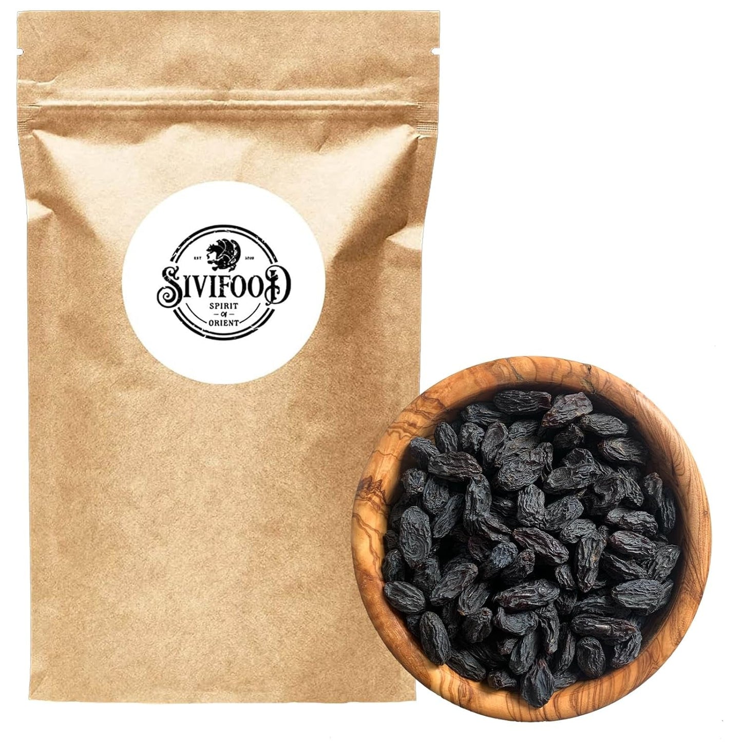 SIVIFOOD jumbo sorte sultanas 300g - topkvalitet store lækre sorte sultanas naturligt tørrede søde frugtige druer usulfuriseret usødet usødet usødet oliefri ingen tilsætningsstoffer Kishmish Dehydrerede produkter Naty Shop 300G