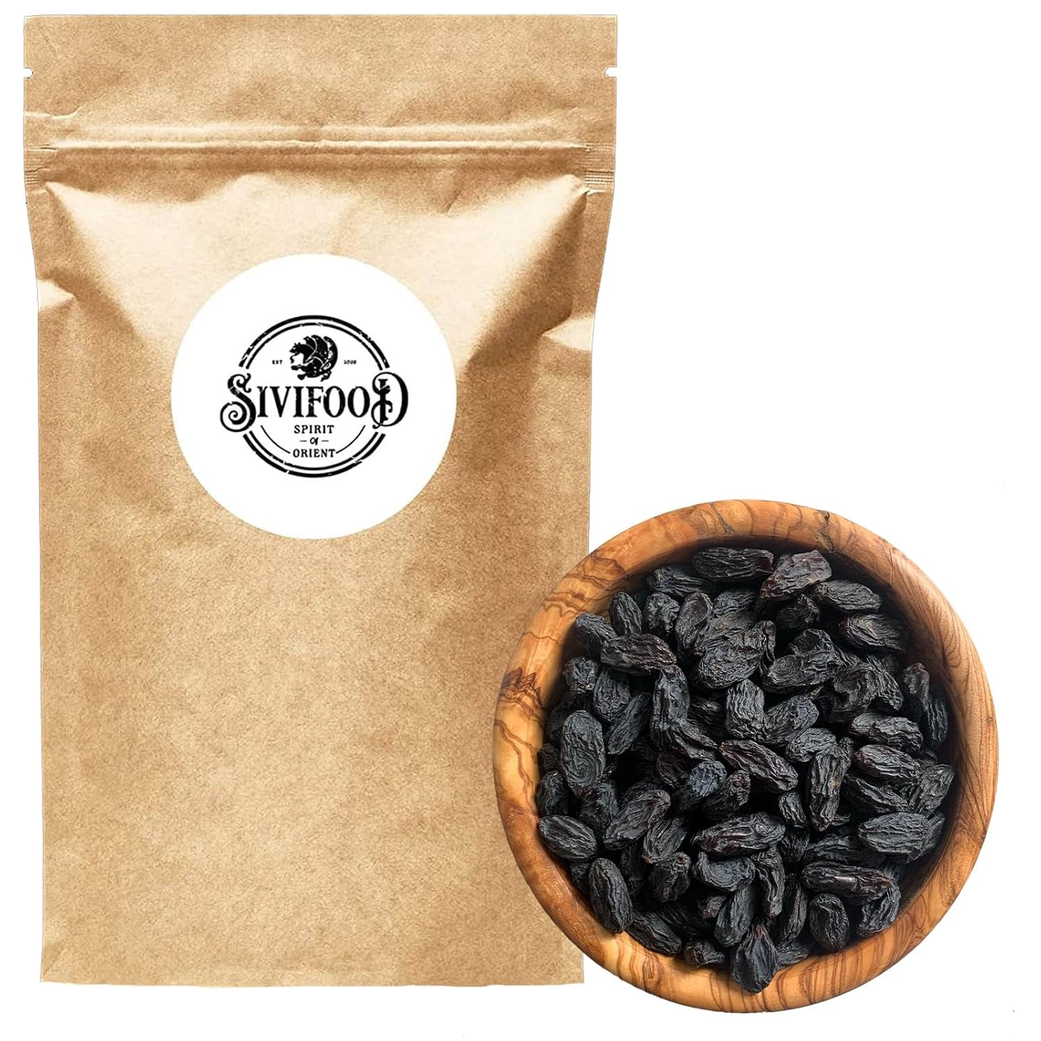 SIVIFOOD jumbo sorte sultanas 300g - topkvalitet store lækre sorte sultanas naturligt tørrede søde frugtige druer usulfuriseret usødet usødet usødet oliefri ingen tilsætningsstoffer Kishmish Dehydrerede produkter Naty Shop 300G