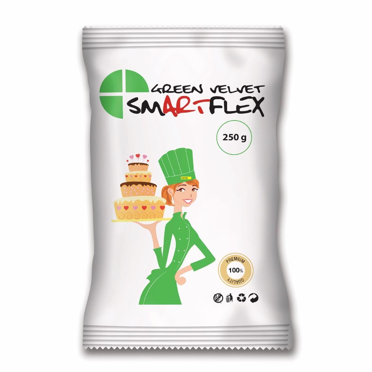 SmartFlex Fondant Green Velvet, 250 g (pakke med 2) Naty Shop sukkerpasta