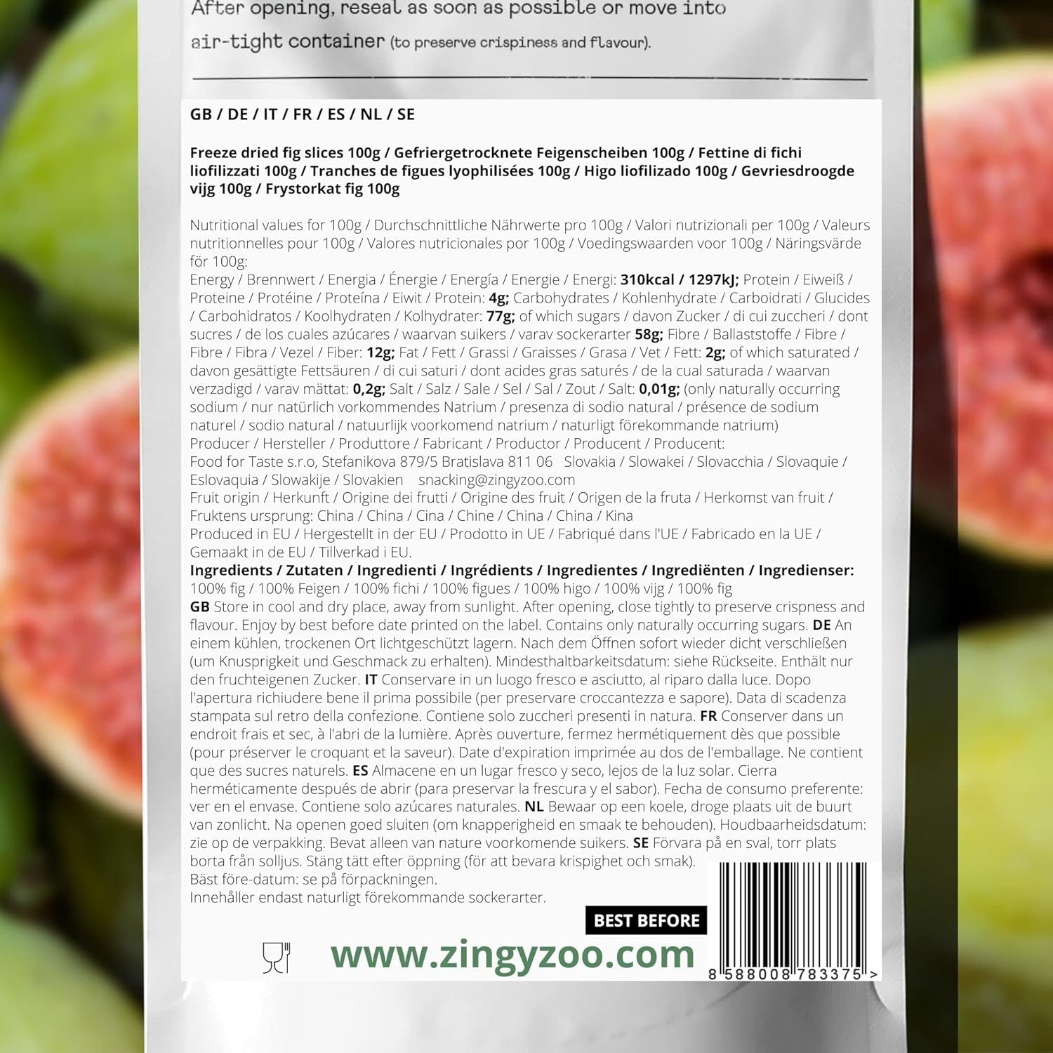 Frysetørrede figner 100% naturlige tørrede figner | Uden tilsat sukker Sundt frysetørret slik | Frysetørrede frugter Frysetørrede figner | ZingyZoo (100g) Naty Shop dehydrerede produkter