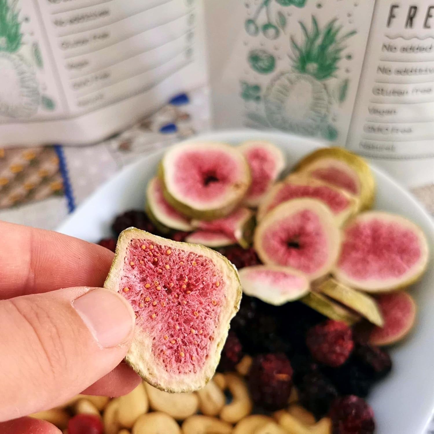 Frysetørrede figner 100% naturlige tørrede figner | Uden tilsat sukker Sundt frysetørret slik | Frysetørrede frugter Frysetørrede figner | ZingyZoo (100g) Naty Shop dehydrerede produkter