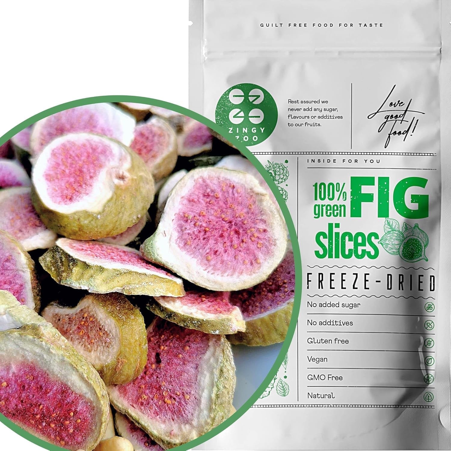 Frysetørrede figner 100% naturlige tørrede figner | Uden tilsat sukker Sundt frysetørret slik | Frysetørrede frugter Frysetørrede figner | ZingyZoo (100 g) Naty Shop dehydrerede produkter 100 G (1 pakke)