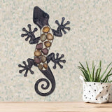 Metal vægfirben jordfarver 60 x 30 x 1,5 cm, farvede, standard statuetter og skulpturer Naty Shop