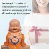 Leende Buddha-statue med rosenkrans - Inspirerende og munter figur - Heldig talisman fuld af positivitet - Sød og spirituel gaveidé - -H 10 cm - Zen'Light Statuer og skulpturer Naty Shop