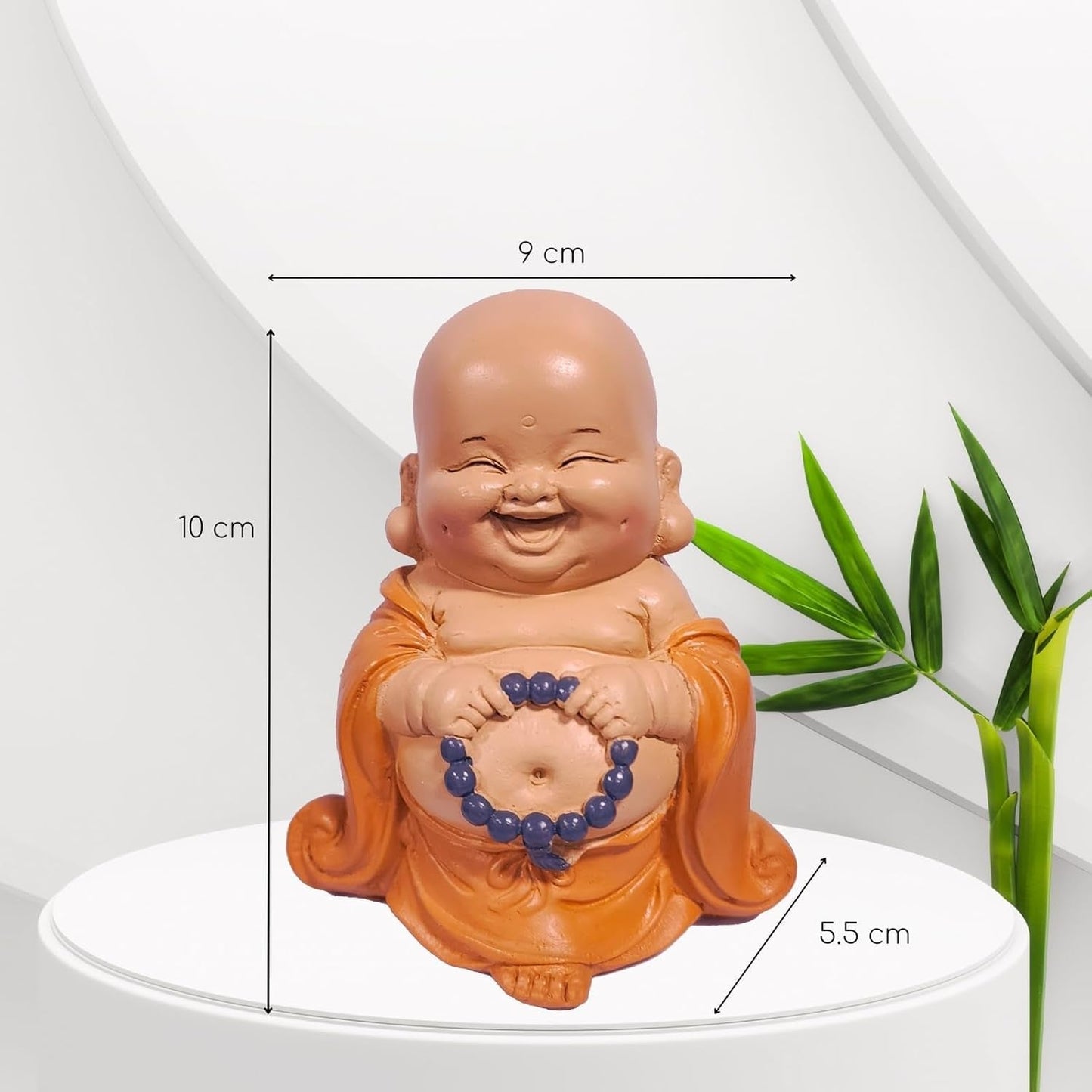 Leende Buddha-statue med rosenkrans - Inspirerende og munter figur - Heldig talisman fuld af positivitet - Sød og spirituel gaveidé - -H 10 cm - Zen'Light Statuer og skulpturer Naty Shop