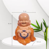 Leende Buddha-statue med rosenkrans - Inspirerende og munter figur - Heldig talisman fuld af positivitet - Sød og spirituel gaveidé - -H 10 cm - Zen'Light Statuer og skulpturer Naty Shop