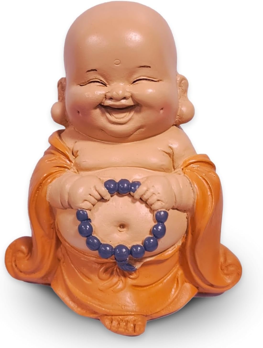 Leende Buddha-statue med rosenkrans - Inspirerende og munter figur - Heldig talisman fuld af positivitet - Sød og spirituel gaveidé - -H 10 cm - Zen'Light Statuer og skulpturer Naty Shop Standardtitel