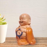 Leende Buddha-statue med rosenkrans - Inspirerende og munter figur - Heldig talisman fuld af positivitet - Sød og spirituel gaveidé - -H 10 cm - Zen'Light Statuer og skulpturer Naty Shop