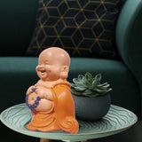 Leende Buddha-statue med rosenkrans - Inspirerende og munter figur - Heldig talisman fuld af positivitet - Sød og spirituel gaveidé - -H 10 cm - Zen'Light Statuer og skulpturer Naty Shop