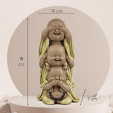 Statue 3 Laughing Buddhas - Se ingenting - Hør ingenting - Sig ingenting - Baby Buddha Symbolsk ensemble - Fredfyldt og glad stemning - Zen-indretning -H 18 cm - Zen'Light Statuetter og skulpturer Naty Shop