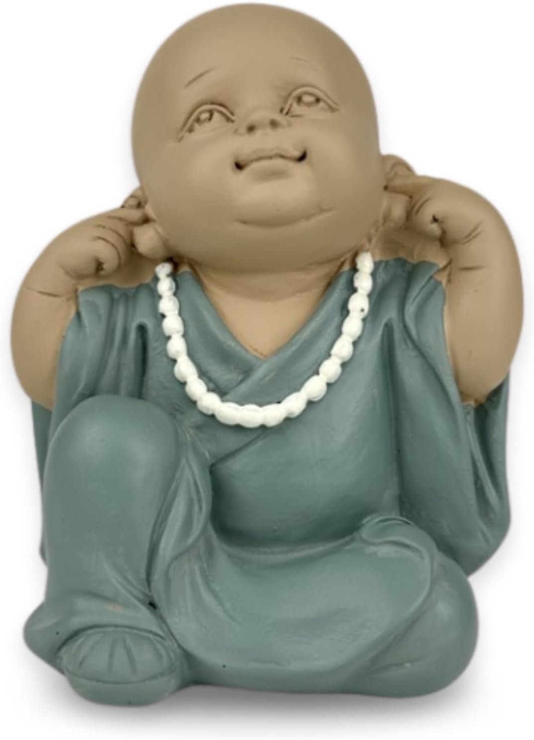 Statue 3 Laughing Buddhas - Se ingenting - Hør ingenting - Sig ingenting - Baby Buddha Symbolsk ensemble - Fredfyldt og glad stemning - Zen indretning -H 18 cm - Zen'Light Statuetter og skulpturer Naty Shop Grøn Beige H 10,5