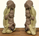 Statue 3 Laughing Buddhas - Se ingenting - Hør ingenting - Sig ingenting - Baby Buddha Symbolsk ensemble - Fredfyldt og glad stemning - Zen-indretning -H 18 cm - Zen'Light Statuetter og skulpturer Naty Shop