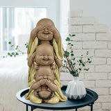 Statue 3 Laughing Buddhas - Se ingenting - Hør ingenting - Sig ingenting - Baby Buddha Symbolsk ensemble - Fredfyldt og glad stemning - Zen-indretning -H 18 cm - Zen'Light Statuetter og skulpturer Naty Shop