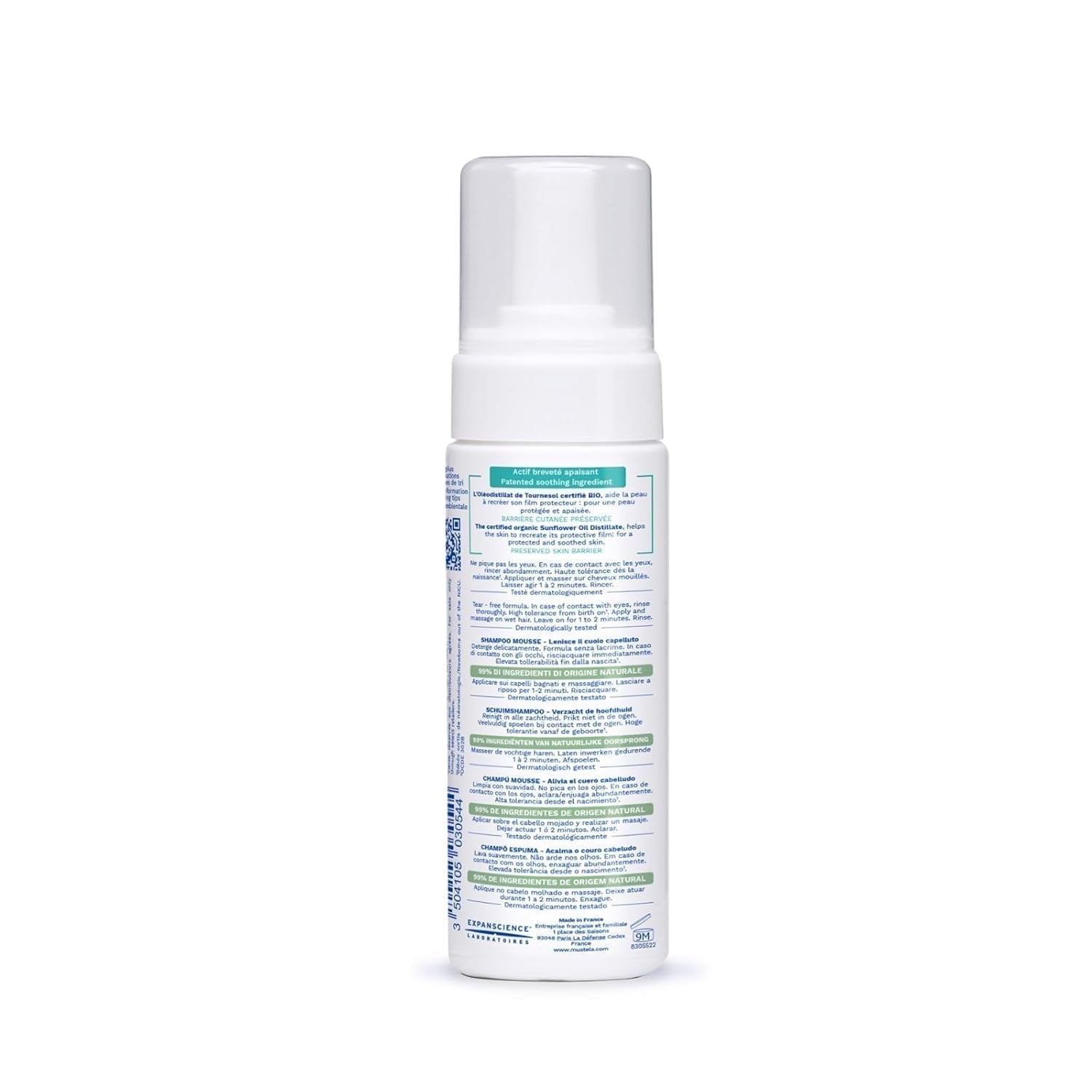 Stelatopia Shampoo Mousse til hovedbund med ekstrem tørhed eller atopisk dermatitis, hår, babyer, børn, hele familien - reducerer rødme og kløe (150ml) Børn - Bad og hudpleje Naty Shop