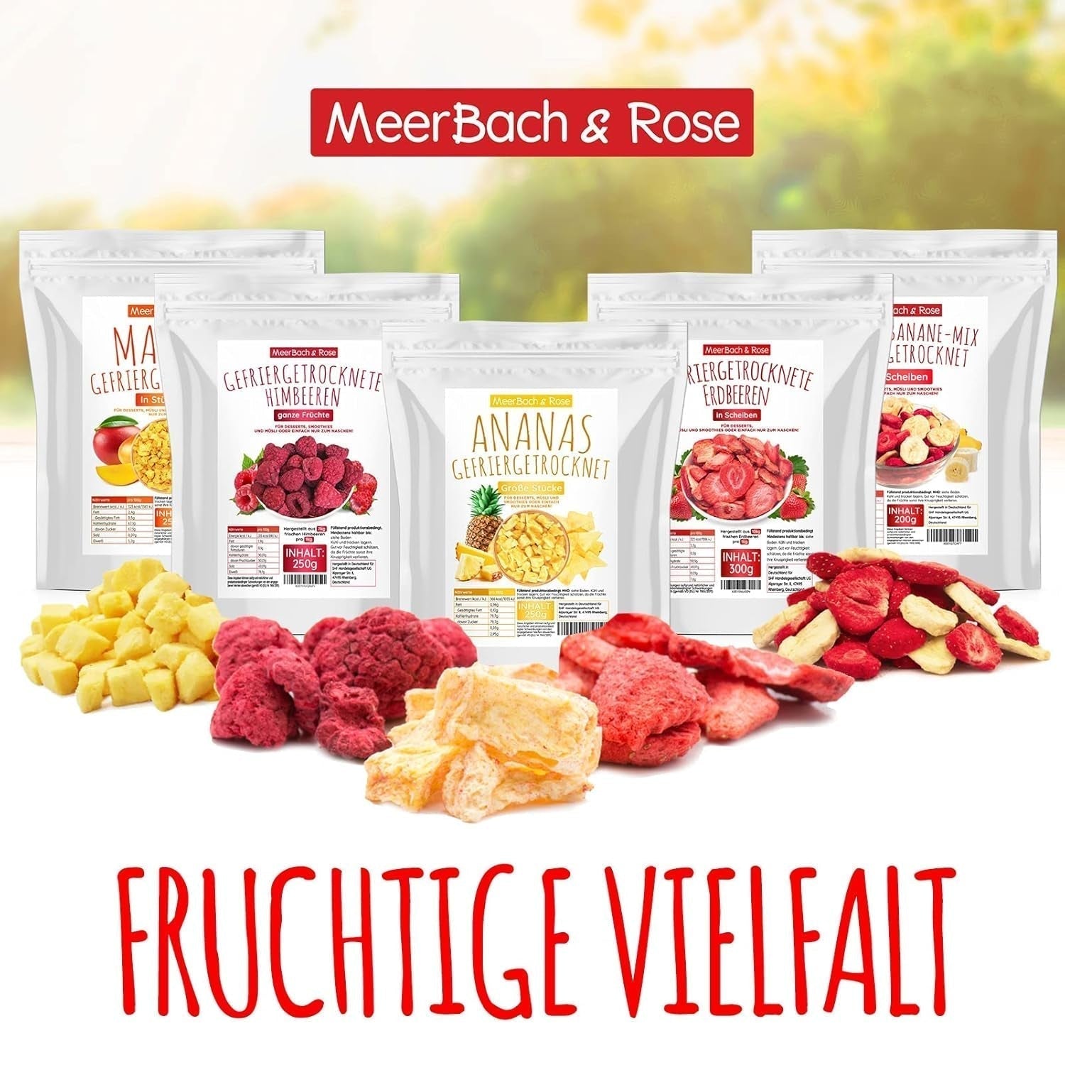 Jordbær-banan mix 200g - frysetørrede jordbær og frysetørrede bananer som en lækker snack i en pose Dehydrerede produkter Naty Shop