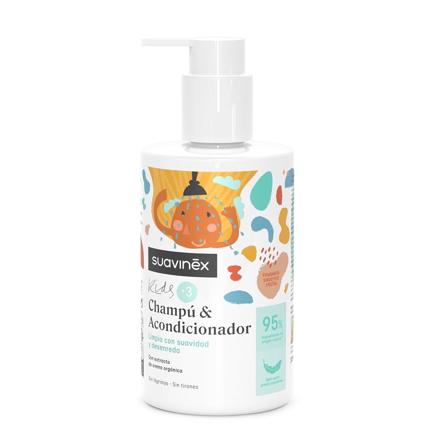 Suavinex, plejeshampoo til børn fra 3 til 10 år, allergenfri, parabenefri, silikonefri, velegnet til sart hud, ingen tårer eller træk, 95 % ingredienser af naturlig oprindelse, Børn - Bad og hudpleje Naty Shop Shampoo og balsam