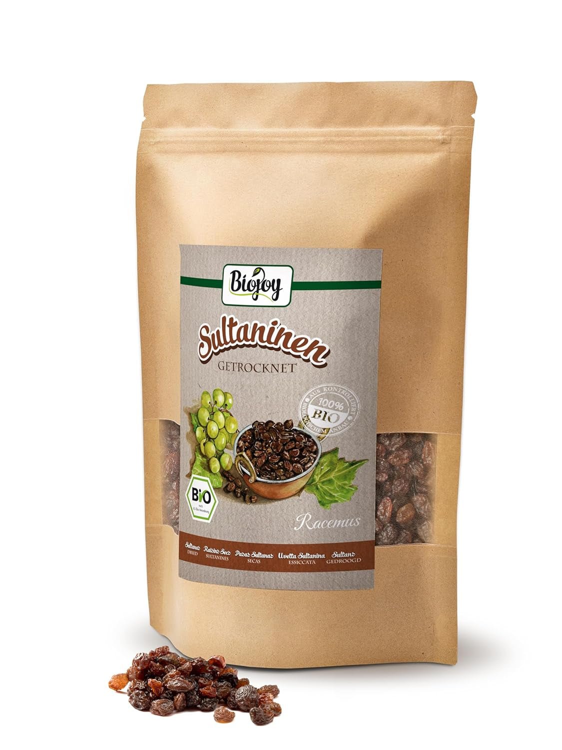 Biojoy økologiske sultanas (500 g), tørrede og usvovlede Naty Shop dehydrerede produkter