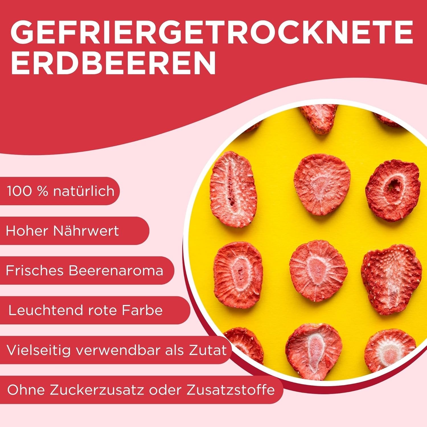 Sommer frysetørrede jordbær - pakke med 5 - sukkerfri, 100% naturlige, lækre sprøde snacks til børn og voksne, ideel til korn og madpakker (55g) Dehydrerede produkter Naty Shop