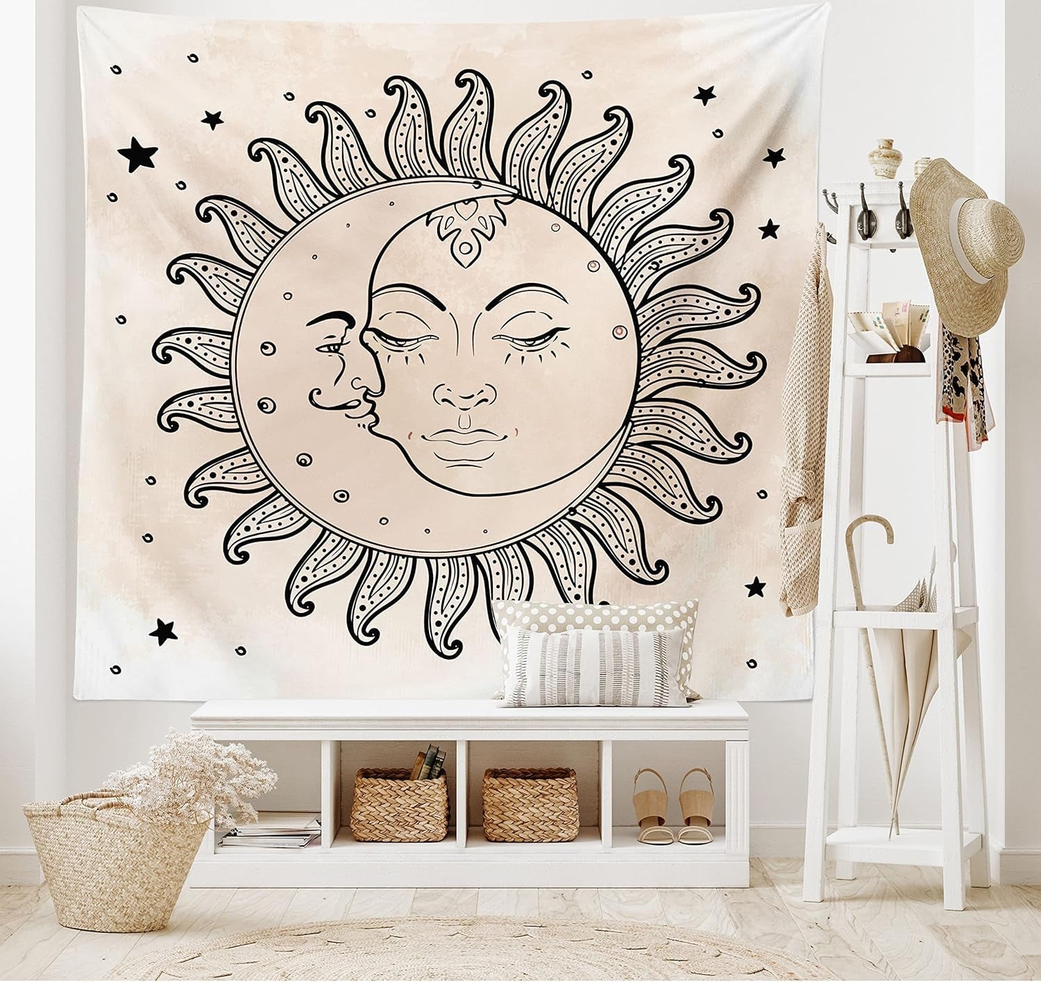 Tapestry abakuhaus wanderlust dyreverdenskort tegninger Hjem - Tilbehør og dekorationer Naty Shop koksgrå tan 230L X 140B Cm